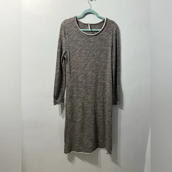 Free People Oversized Dark Grey Long Sleeve Tunic Top With Slit Sides Size M - Picture 2 of 9